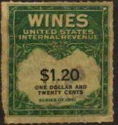 USA 1941 Internal Revenue Wines $1.20 Green and Black. - 76111 - Fiscal