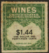 USA 1941 Internal Revenue Wines $1.44 Green and Black. - 76112 - Fiscal