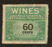 USA 1941 Internal Revenue Wines 60c Green and Black. - 76114 - Fiscal