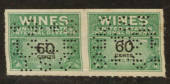 USA 1941 Internal Revenue Wines 60c Green and Black. Perfin. Joined pair. - 76116 - Fiscal