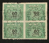 USA 1941 Internal Revenue Wines 60c Green and Black. Perfin. Block of 4. - 76118 - Fiscal