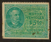 USA 1945 Federal Use Tax on Motor Vehicles $5.00 Green. - 76125 - Fiscal