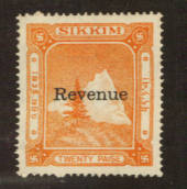 SIKKIM Revenue 20p Orange. Unlisted in Barefoot 2000 edition. - 76169 - Fiscal