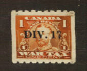 CANADA 1915 War Tax 1 cent Orange overprinted DIV 17. - 76174 - Fiscal