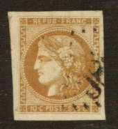 FRANCE 1849 Definitive 10c Brownish Bistre. Superb copy. Huge margins. From the collection of A L Jenkin. - 76201 - VFU