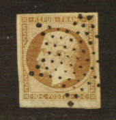 FRANCE 1852 Definitive 10c Bistre-Brown. Four huge margins. Postmark Star of dots. - 76204 - VFU