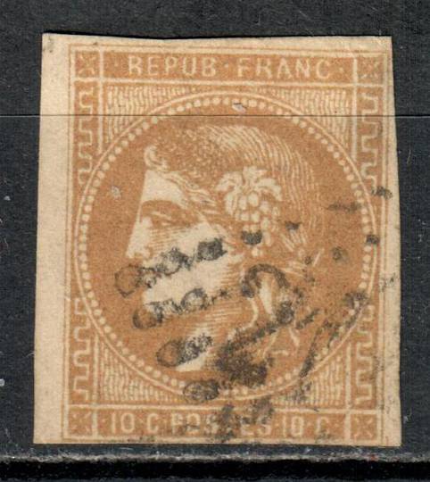 FRANCE 1870 Definitive 10c Yellowish Bistre. Litho at Bordeaux, which was the seat of French Government during the Seige of Pari
