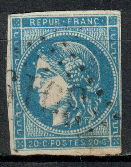 FRANCE 1870 Definitive 20c Pale Blue. Litho at Bordeaux, which was the seat of French Government during the Seige of Paris. Fine