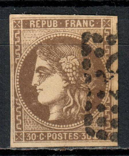 FRANCE 1870 Definitive 30c Brown.  Litho at Bordeaux, which was the seat of French Government during the Seige of Paris. Superb