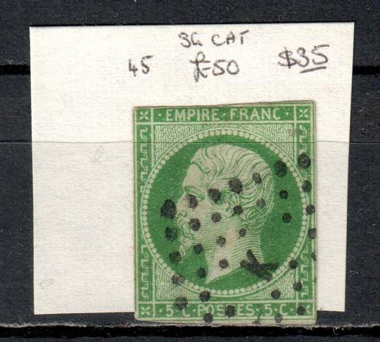 FRANCE 1853 Definitive 5c Light Green on greenish. Three margins touching at top. - 76234 - FU