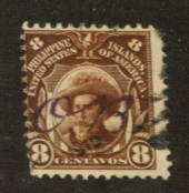 PHILIPPINES 1906 Definitive 8c Brown with a script overprint OB. There is anote in SG after SG 390 referring to various types of