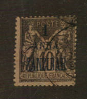 FRENCH Post Offices in ZANZIBAR 1896 Definitive 1 anna on 10 cents Black on lilac. - 76420 - VFU