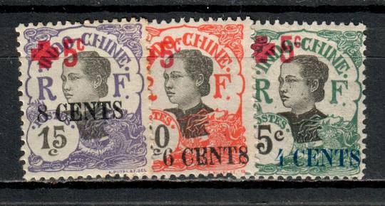 INDO-CHINA 1918 Red Cross issue of 1915 surcahrged in addition with new value. Set of 3. - 76432 - Mint