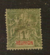 REUNION 1892 Definitive 1fr Olive-Green on toned. - 76447 - Mint