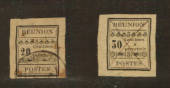 REUNION 1889 Postage Due 20c Black and 30c Black on Toned Paper. The 30c has a fine manuscript cancel. - 76449 - FU