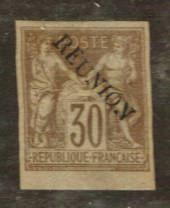 REUNION 1891 Definitive Surcharge 30c Cinnamon. Fine mint copy. Four clear margins. No Hinge remains. - 76452 - LHM