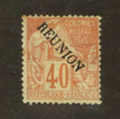 REUNION 1891 Definitive Surcharge 40c Red on buff. Has good gum but rust marks therefore MNG. - 76458 - MNG