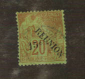REUNION 1891 Definitive Surcharge 15c on 20c Red on green. fine copy. - 76459 - VFU