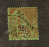 REUNION 1891 Definitive Surcharge 2c on 20c Red on green. - 76460 - VFU