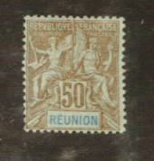 REUNION 1900 Definitive 50c Brown on azure with the name of the country in Blue. - 76463 - Mint