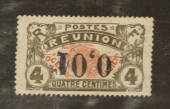 REUNION 1917 Definitive Surcharge 0.01 on 4c Red and Olive. Surcharge Inverted. - 76467 - LHM