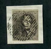 BELGIUM 1849 Definitive 10c Pale Grey-Brown. Full margins. On piece. - 77879 - VFU