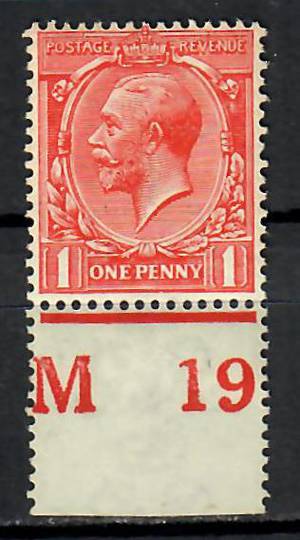 GREAT BRITAIN 1912 George 5th Definitive 1d. Bright Scarlet Control M19. - 79079 - Mint