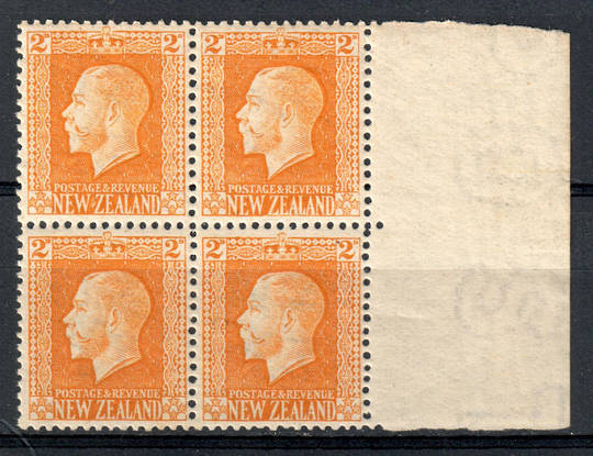 NEW ZEALAND 1915 Geo 5th Definitive 2d Yellow-Brown. Block of 4. - 79262 - UHM