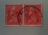 NEW ZEALAND Postmark Invercargill FORTIFICATION. J Class cancel on pair of the 1d Admiral. - 79263 - Postmark