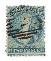 NEW ZEALAND 1864 Full Face Queen 2d Pale Blue. Plate 1 {worn).  Watermark NZ. Perf 12½ at Auckland.  Bars cancel. - 79295 - Used
