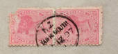 NEW ZEALAND Postmark Dunedin  TAIERI MOUTH. A Class cancel on pair of 1d Second Sideface. One of the pair is damaged. - 79395 -