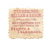 NEW ZEALAND 1893 5d with advert on reverse.  Perf 10, 3rd setting in mauve.  TRUBRIDGE MILLER & REICH - 79414 - Used