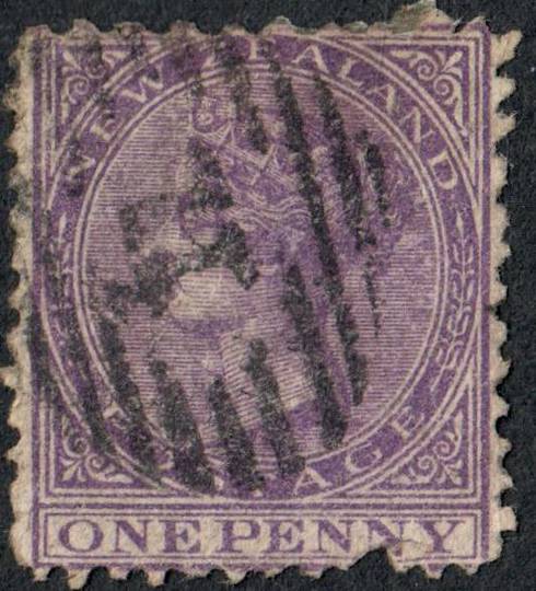 NEW ZEALAND 1874 Victoria 1st Definitive First Sideface 1d Violet. Stated to be Perf 10x12½x13½x12½. 13½ on the bottom margin. F