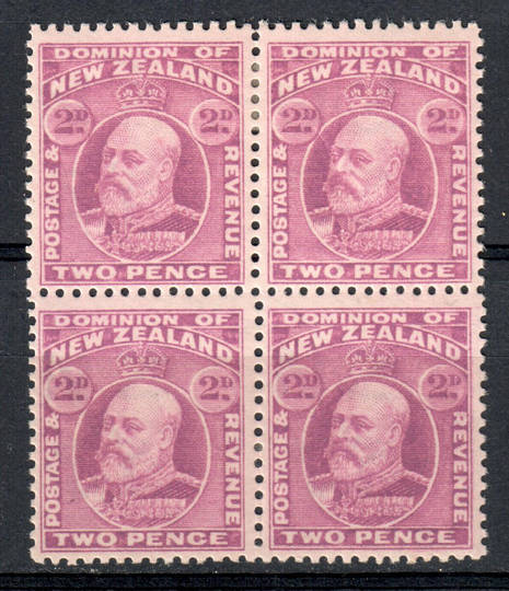 NEW ZEALAND 1909 Edward 7th 2d Mauve. Block of 4. - 79548 - LHM