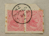 NEW ZEALAND Postmark Invercargill WRIGHT'S BUSH. A Class cancel on pair of 1d Second Sideface on piece. - 79572 - Postmark