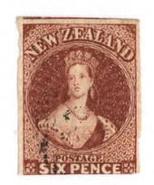 NEW ZEALAND 1855 Full Face Queen 6d Red-Brown. Imperf. Watermark Large Star. Three margins. Slightly cut into at the bottom but