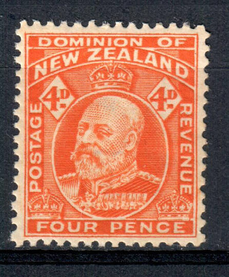 NEW ZEALAND 1909 Edward 7th Definitive 4d Orange. - 80 - UHM