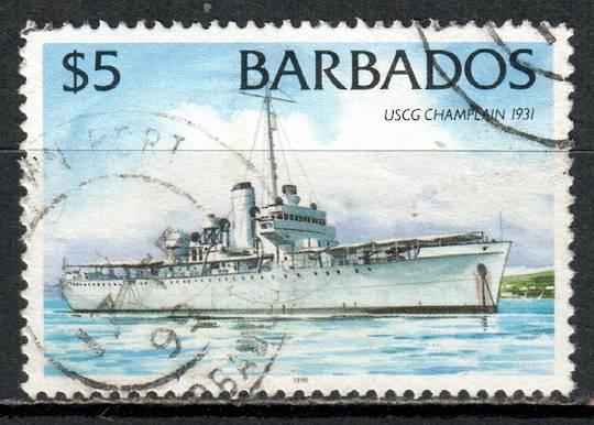 BARBADOS 1994 Definitive Ship $5 with imprint date. Not listed by Stanley Gibbons. - 80105 - FU