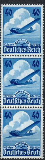 GERMANY 1936 10th Anniversary of Lufthansa Airways. Strip of 3. - 80458 - UHM