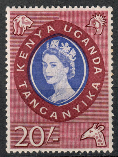 KENYA UGANDA TANGANYIKA 1960 Elizabeth 2nd Definitive 20/- Violet-Blue and Lake. - 8110 - Mint