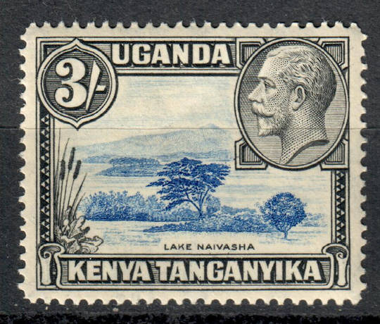 KENYA UGANDA TANGANYIKA 1935 Geo 5th Definitive 3/- Blue and Black. - 8116 - LHM