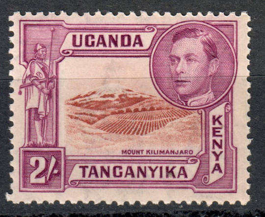 KENYA UGANDA TANGANYIKA 1938 Geo 6th Definitive 2/- Lake-Brown and Brown-Purple. Perf 13.25. - 8122 - Mint