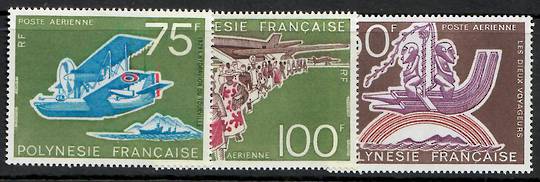 FRENCH POLYNESIA 1975 50th Anniversary of the Tahitian Aviation. Set of 3. - 81366 - UHM
