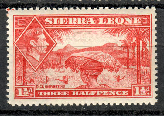 SIERRA LEONE 1938 Geo 6th Definitive 1½d Scarlet. Very lightly hinged. - 8152 - LHM