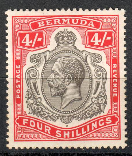 BERMUDA 1918 Geo 5th Definitive 4/- Black and Carmine. - 8246 - LHM