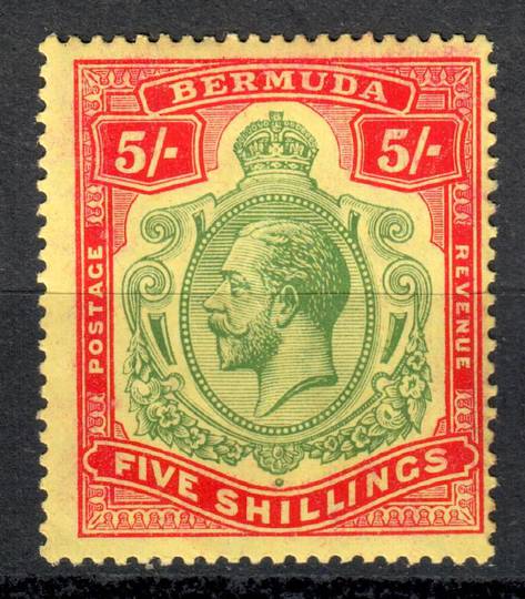 BERMUDA 1918 Geo 5th Definitive 5/- Deep Green and Deep Red on Yellow. - 8247 - Mint