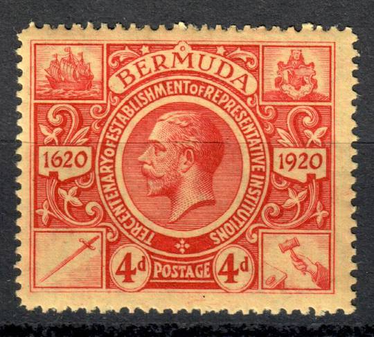 BERMUDA 1921 Tercentenary of Representitive Institutions. 2nd series. 4d Red on Pale Yellow. - 8248 - LHM