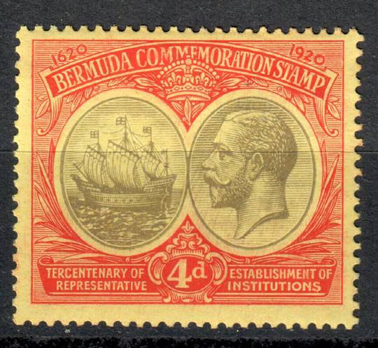 BERMUDA 1920 Tercentenary of Representitive Institutions. Ist series. 4d Black and Red on Pale Yellow. - 8251 - LHM