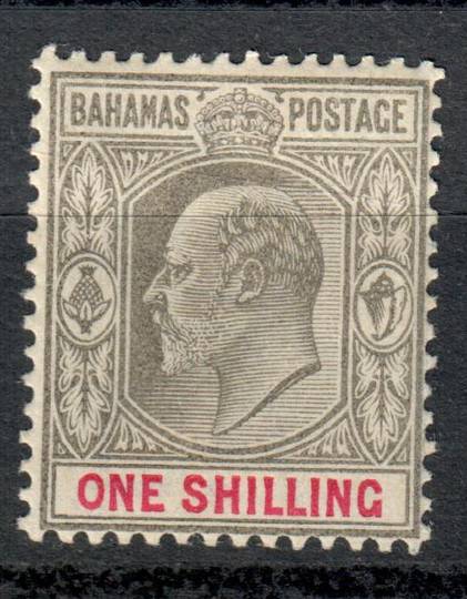 BAHAMAS 1902 Edward 7th Definitive 1/- Grey and Carmine. Very lightly hinged. - 8267 - LHM