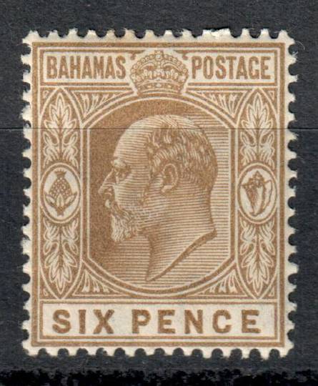 BAHAMAS 1902 Edward 7th Definitive 6d Bistre-Brown.  Very lightly hinged. - 8268 - LHM
